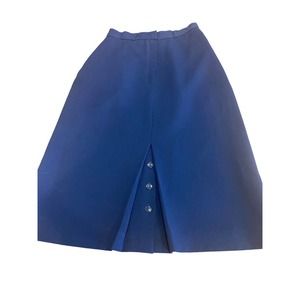 Pencil Skirt Secretary Geek Navy Blue Vintage XS 23 Peek A Boo Buttons Pleated